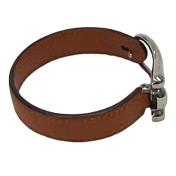 HERMES Brown, Leather & Silver Buckle Bracelet #1307 - Picture 5 of 11